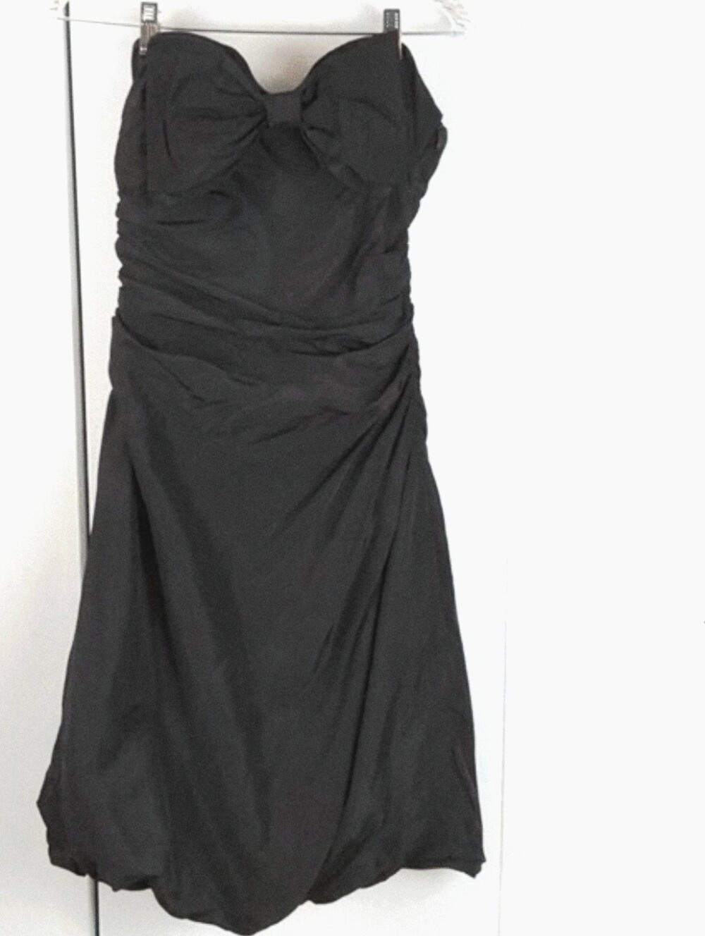 Kay Unger |Black Bow Front Silk Strapless Mini Dress Neutral Evening Sz.8